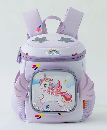 Cute Unicorn Printed Backpack Purple - 10.6 Inches